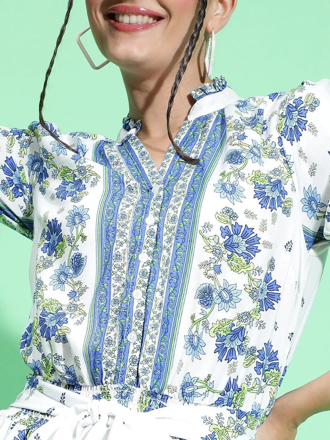 Blue Floral Print Dress