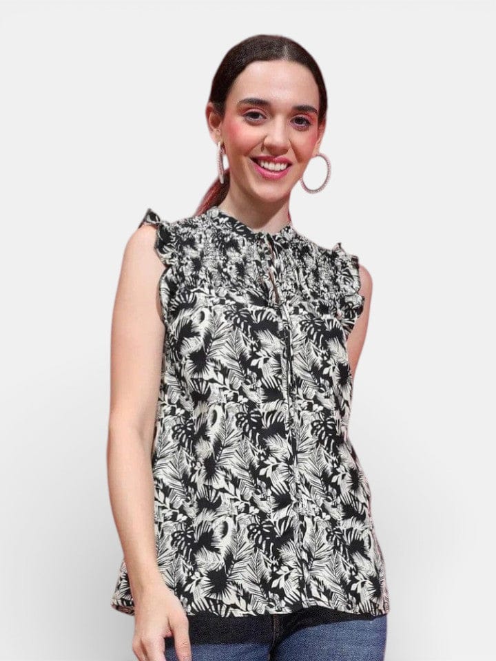 Black Floral Crop Top