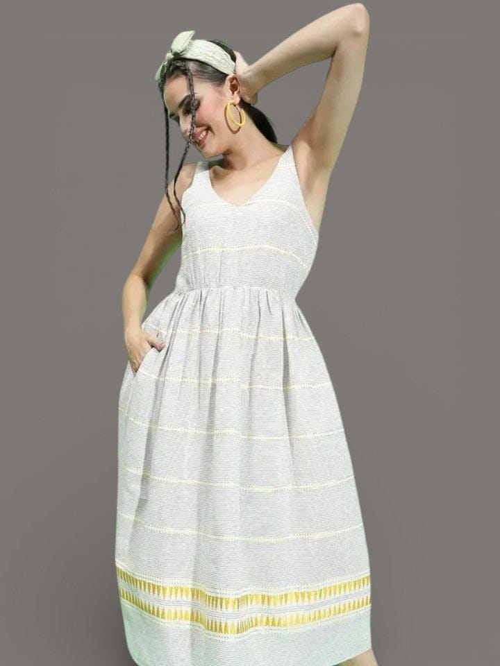 Grey Printed Cotton Dress