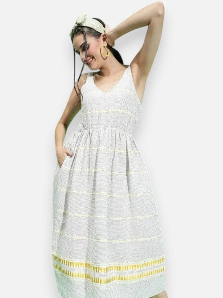 Grey Printed Cotton Dress