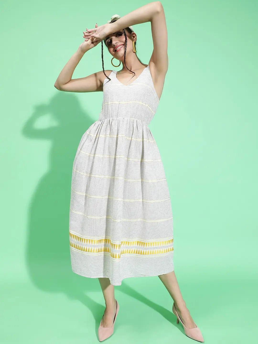 Inspiring Grey Printed Elasticated Sleeveless Long Women Dress - oxolloxo