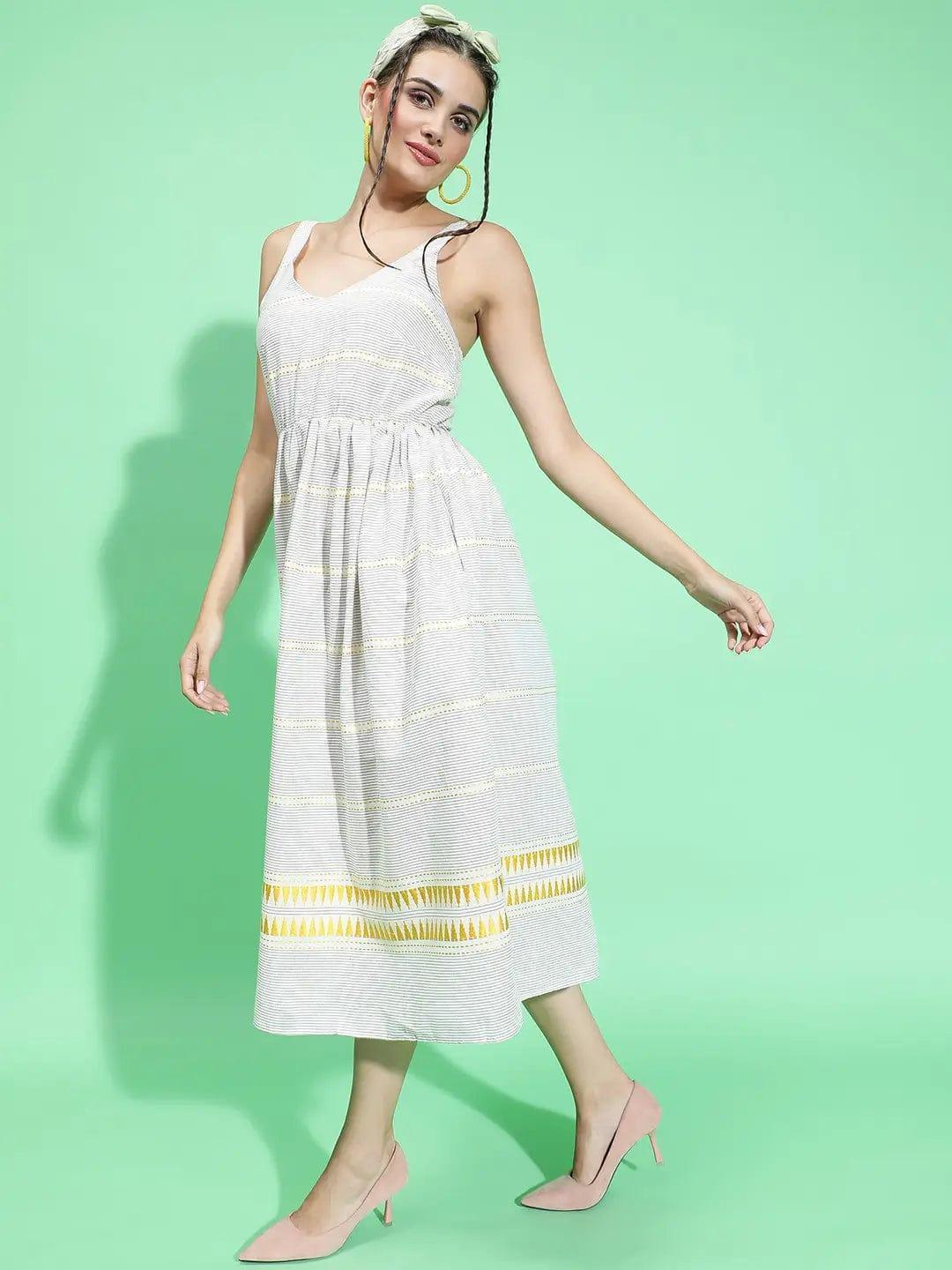 Inspiring Grey Printed Elasticated Sleeveless Long Women Dress - oxolloxo