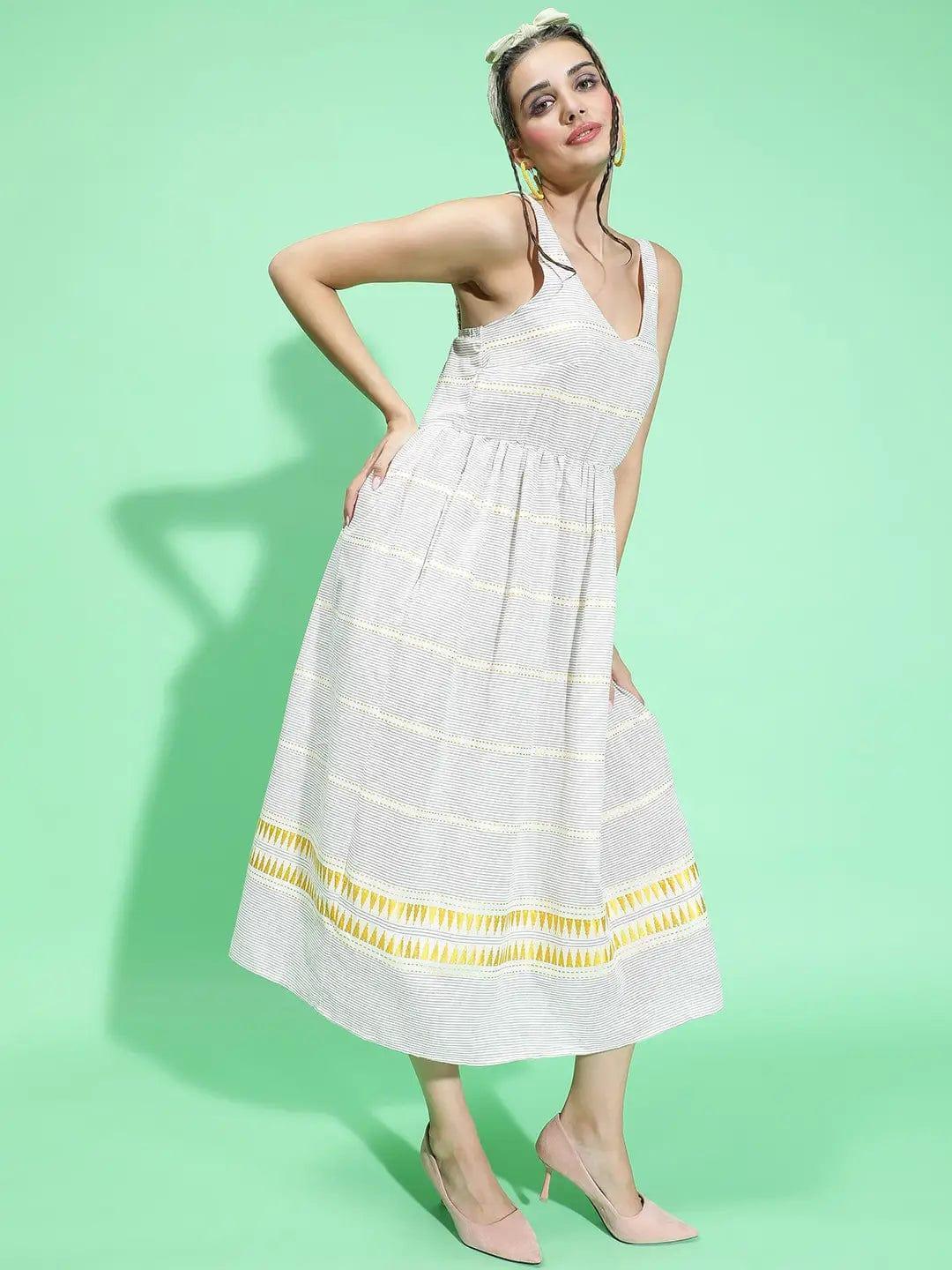 Inspiring Grey Printed Elasticated Sleeveless Long Women Dress - oxolloxo