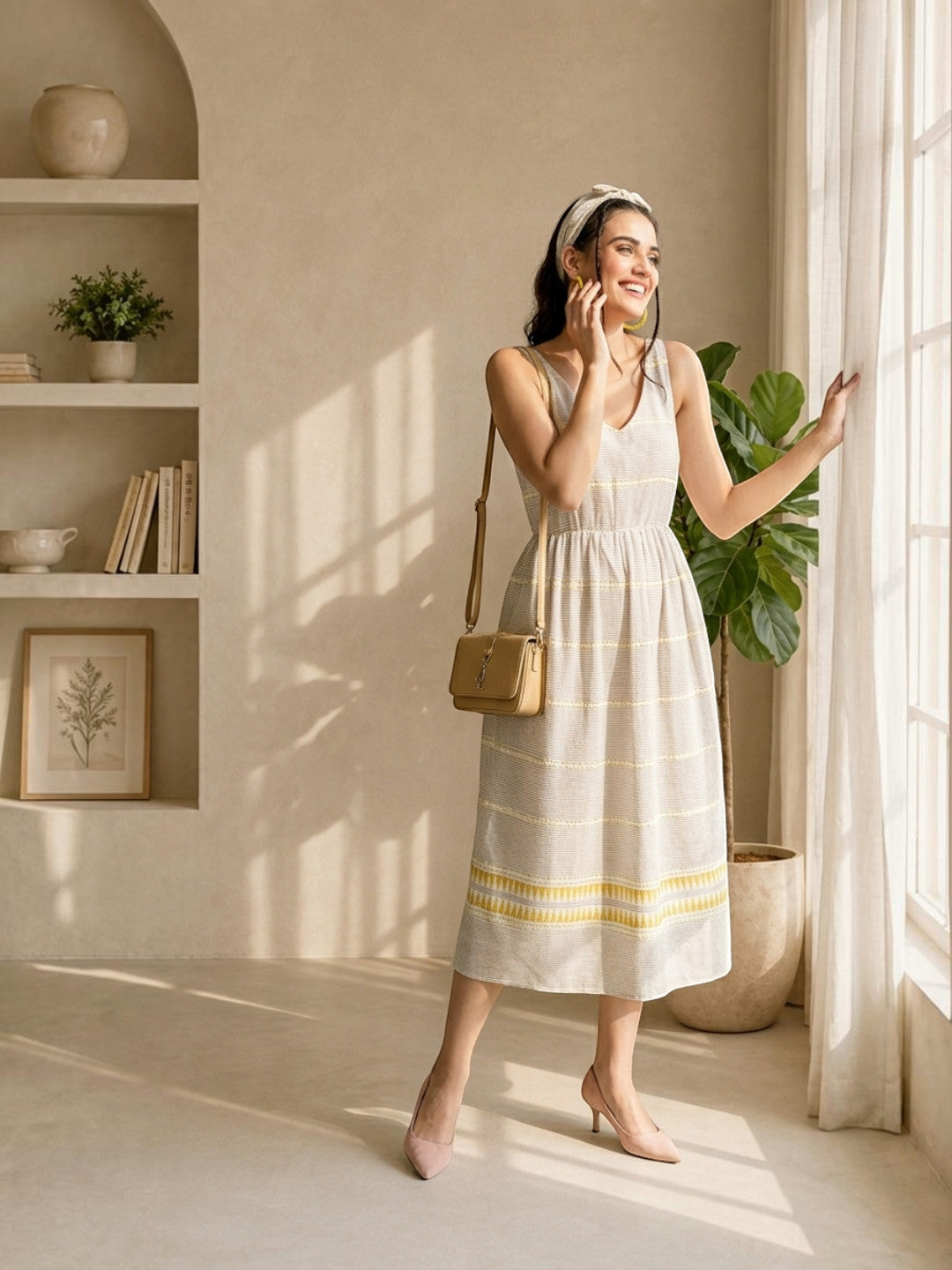 grey printed cotton dress