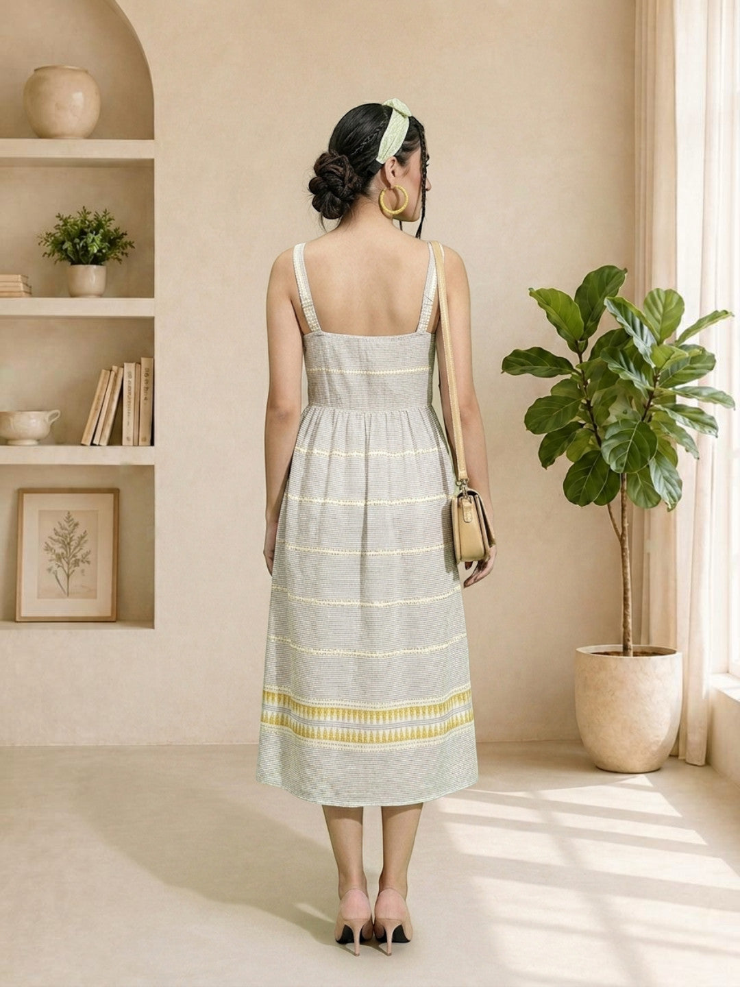 grey printed cotton dress