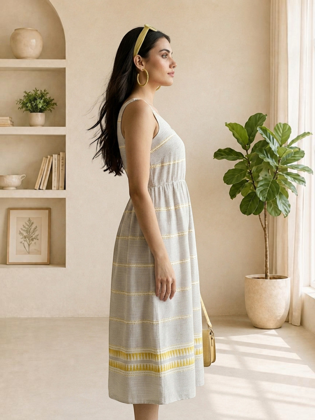 grey printed cotton dress