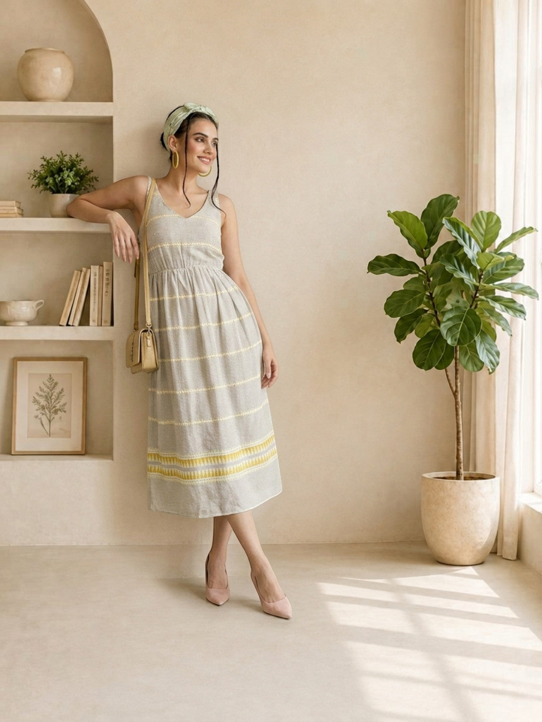 grey printed cotton dress