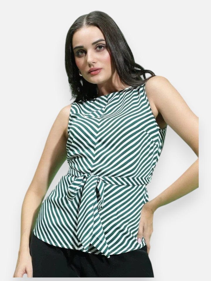 Green Stripe Print Top