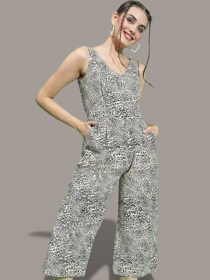 Grey Animal Print Jumpsuit
