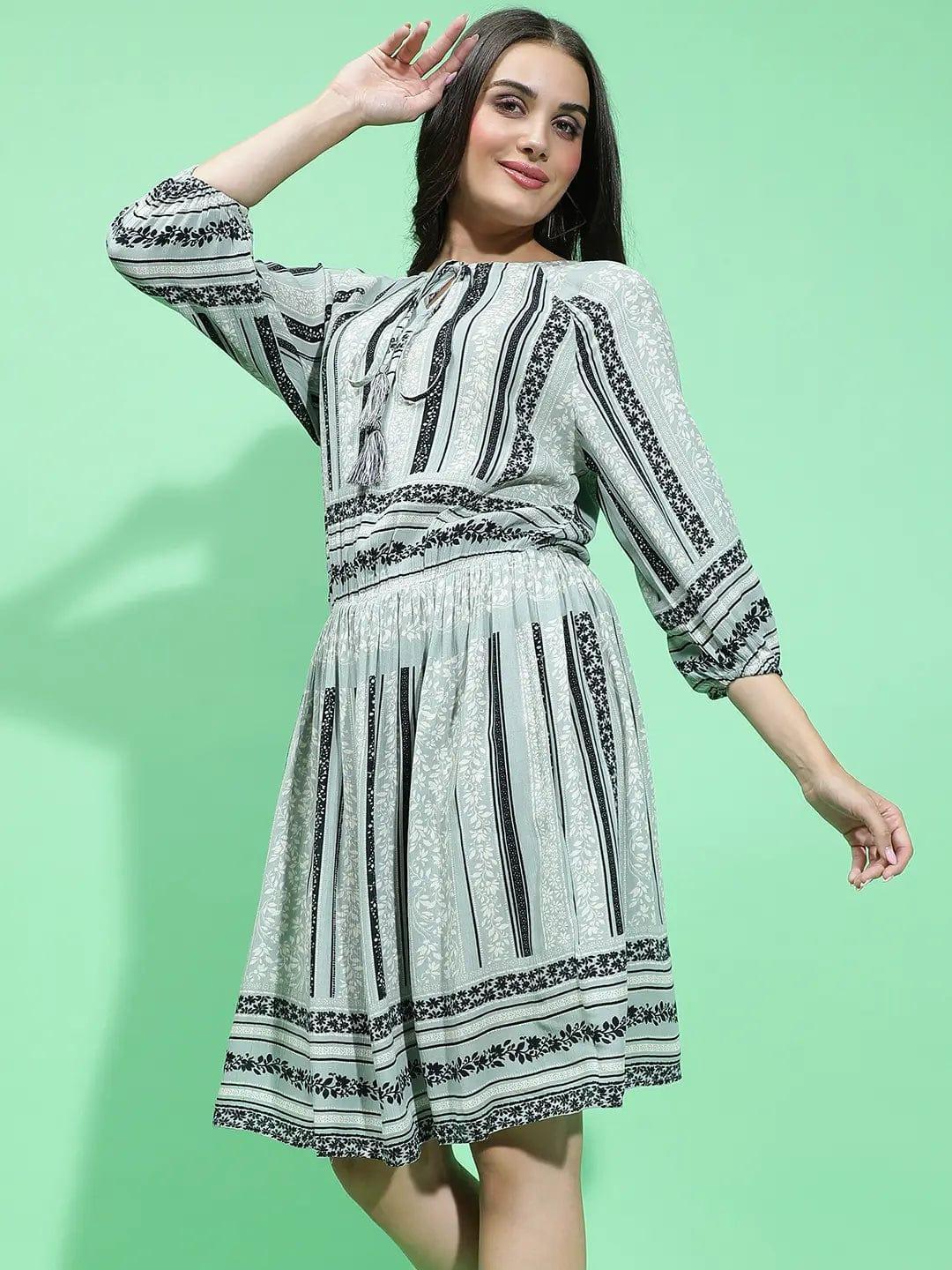 Grey Printed Viscose Dress