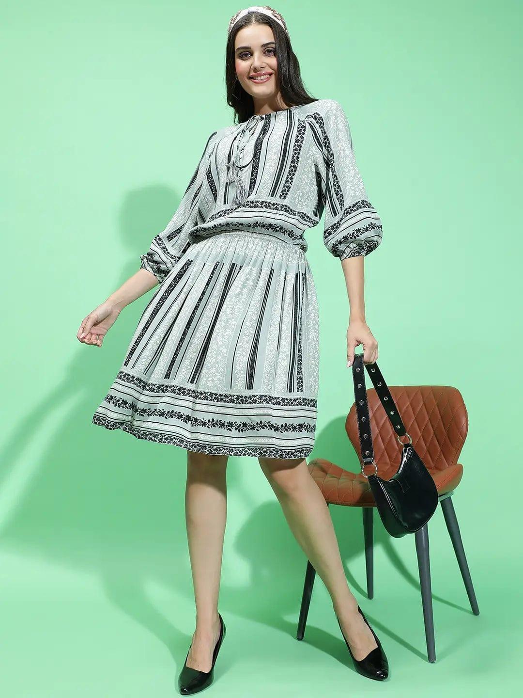 Grey Printed Viscose Dress