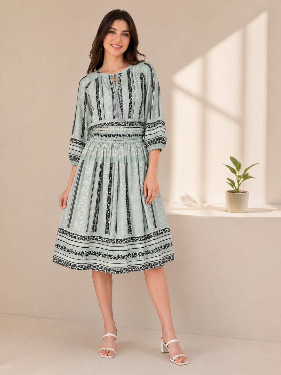 Grey Printed Viscose Dress