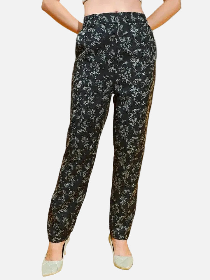 Black Floral Print Trouser