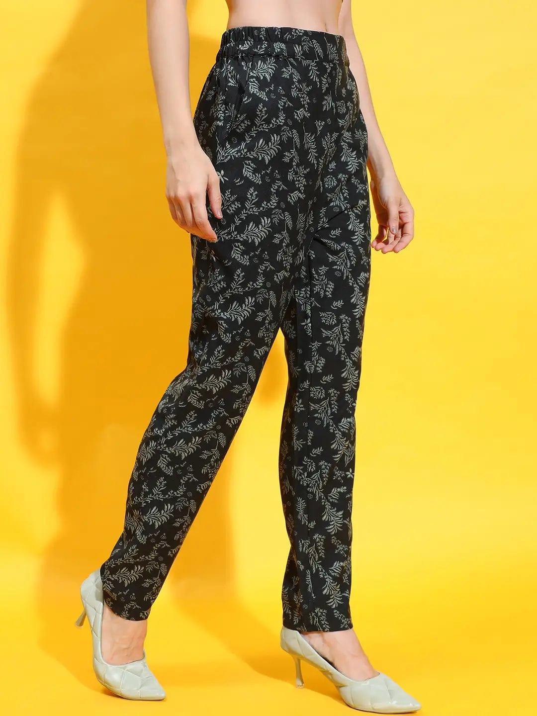 Black Floral Print Trouser