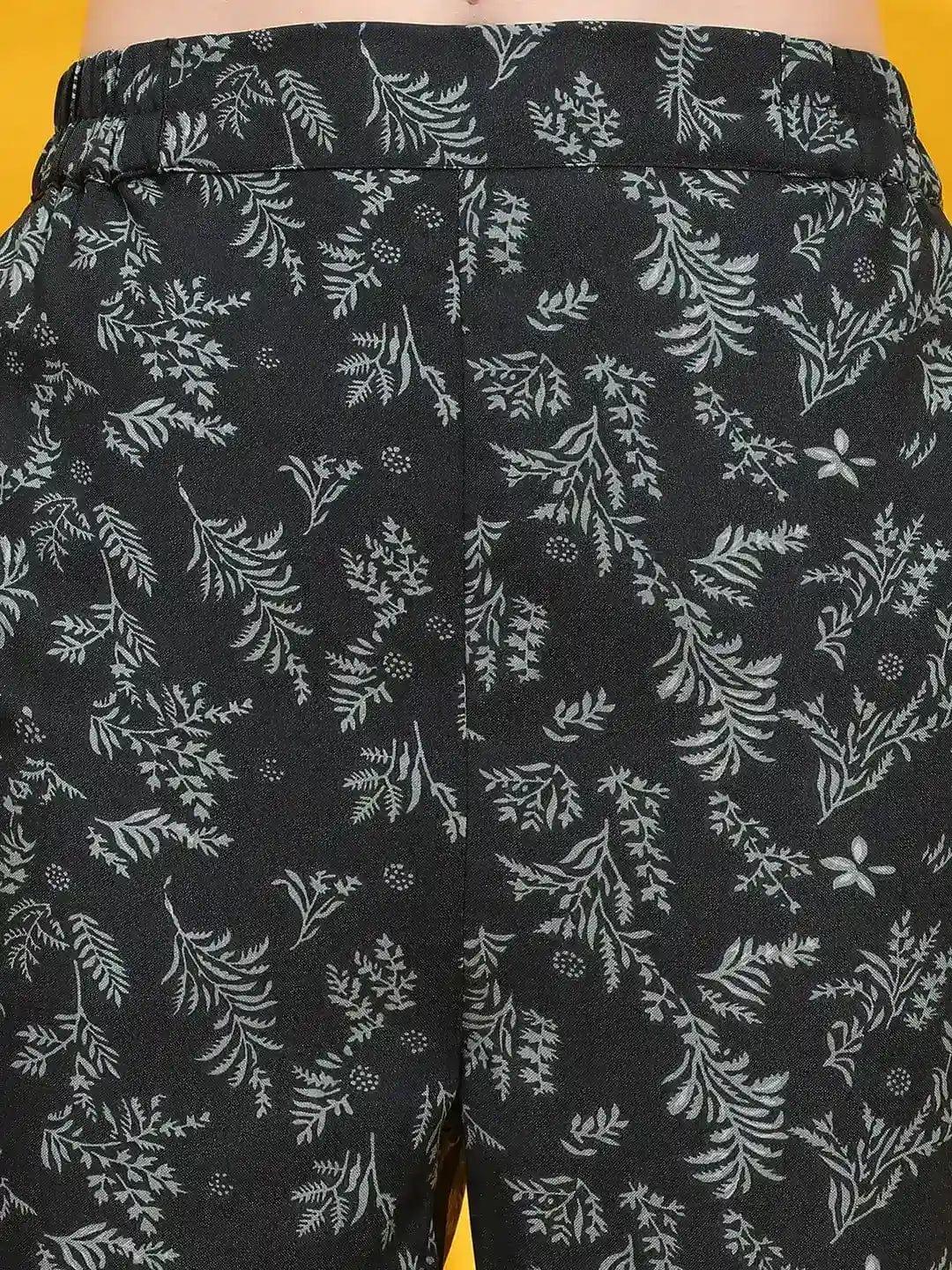 Black Floral Print Trouser