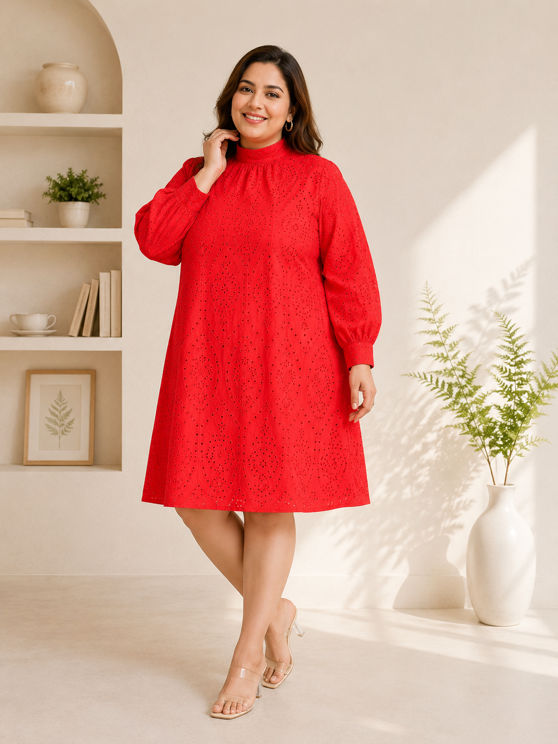 Plus Size Red Cotton Dress