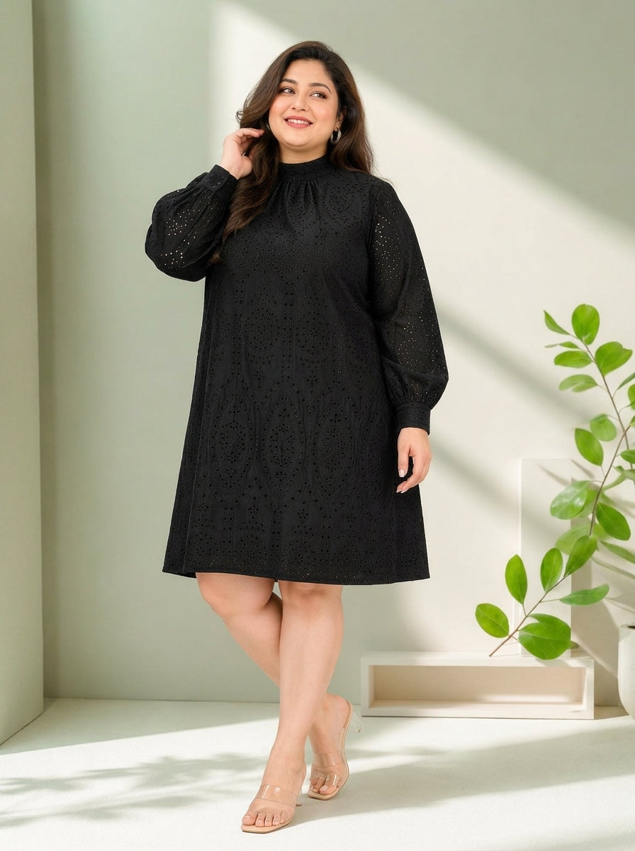 Plus Size Black Cotton Dress