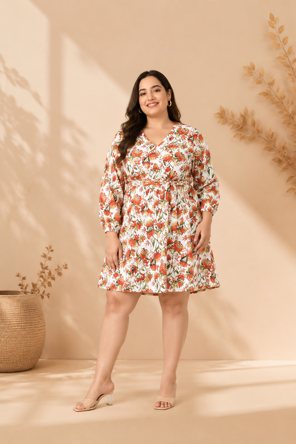 Plus Size Multicolor Floral Print Dress