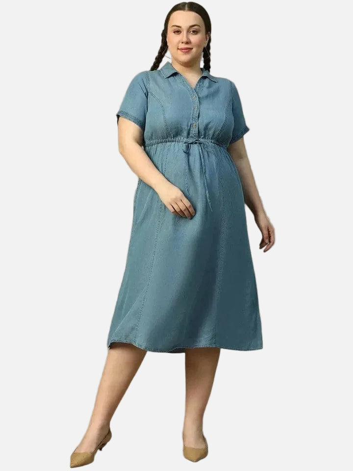 Plus Size Blue Cotton Dress