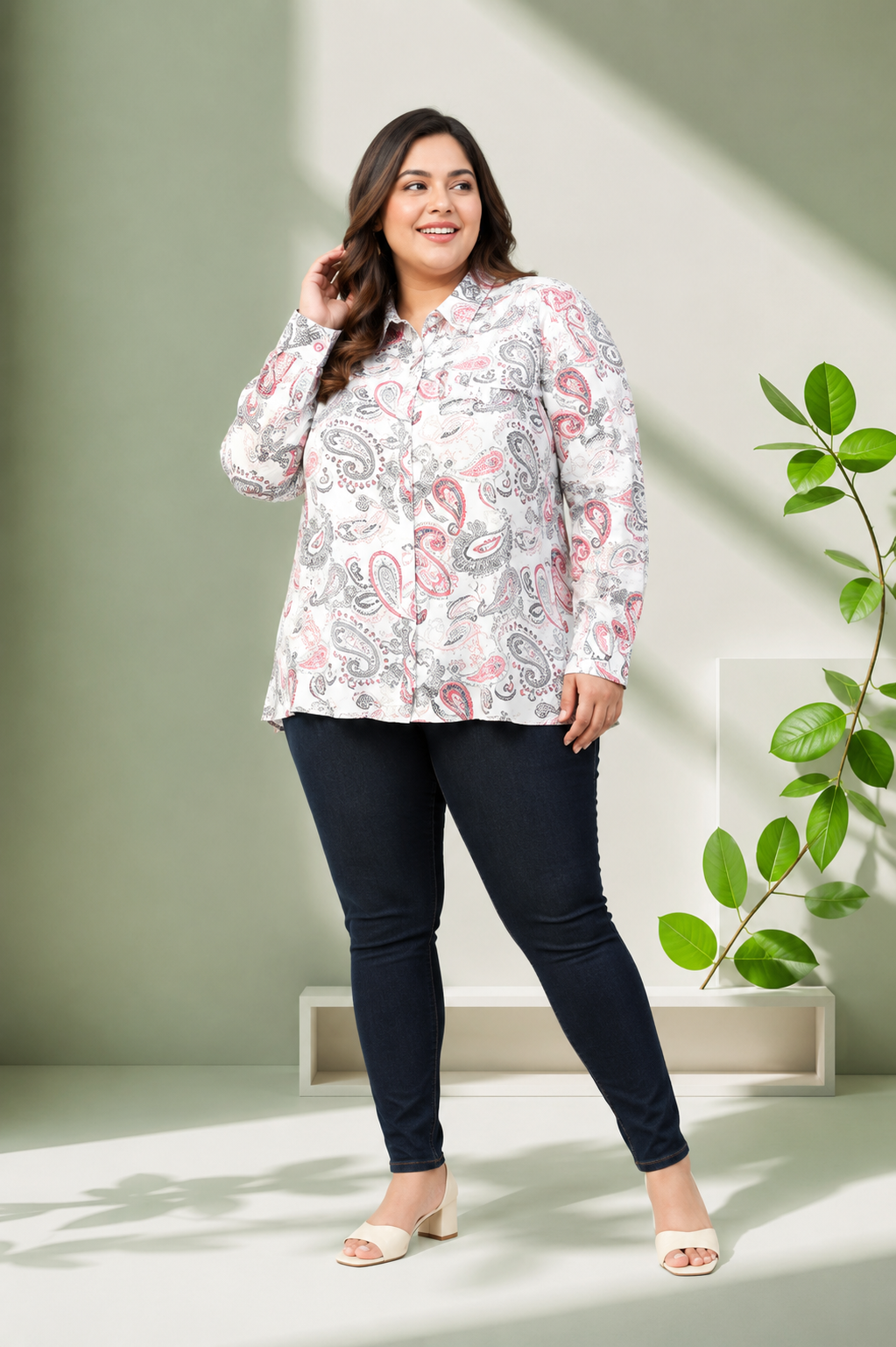 Plus Size Floral Print Shirt