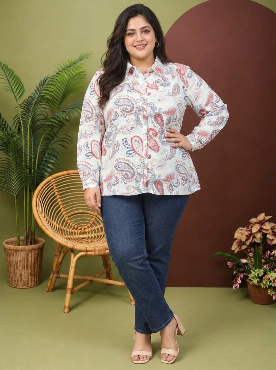 Plus Size Floral Print Shirt