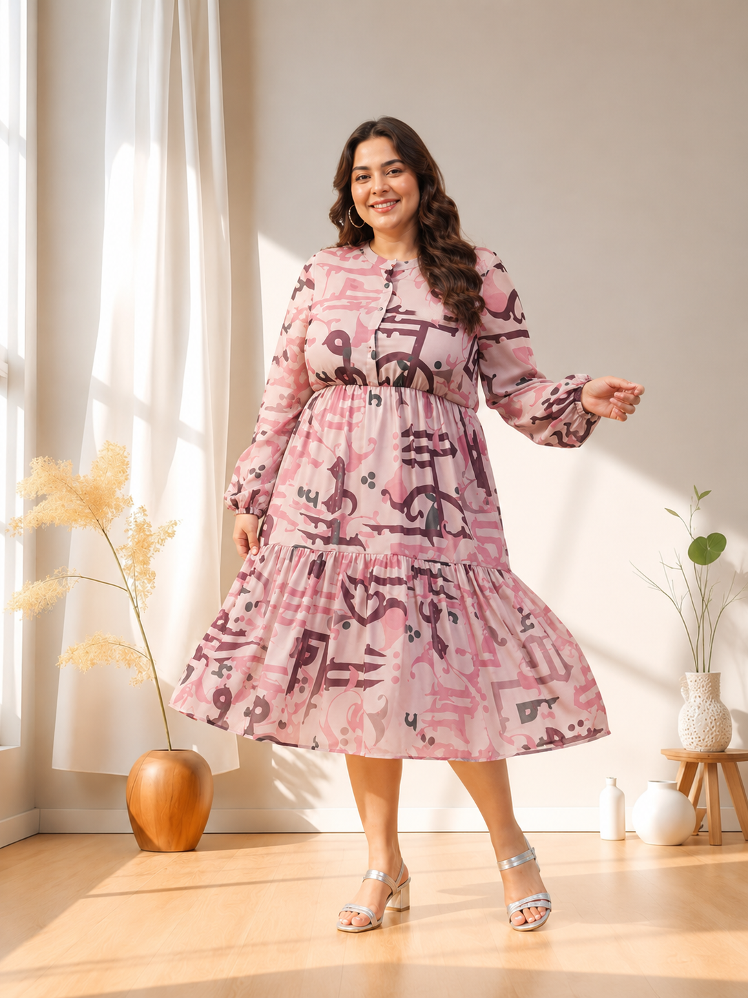 Plus Size Multicolor Print Dress