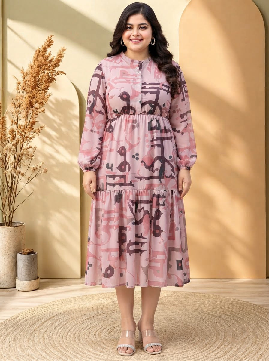 Plus Size Multicolor Print Dress