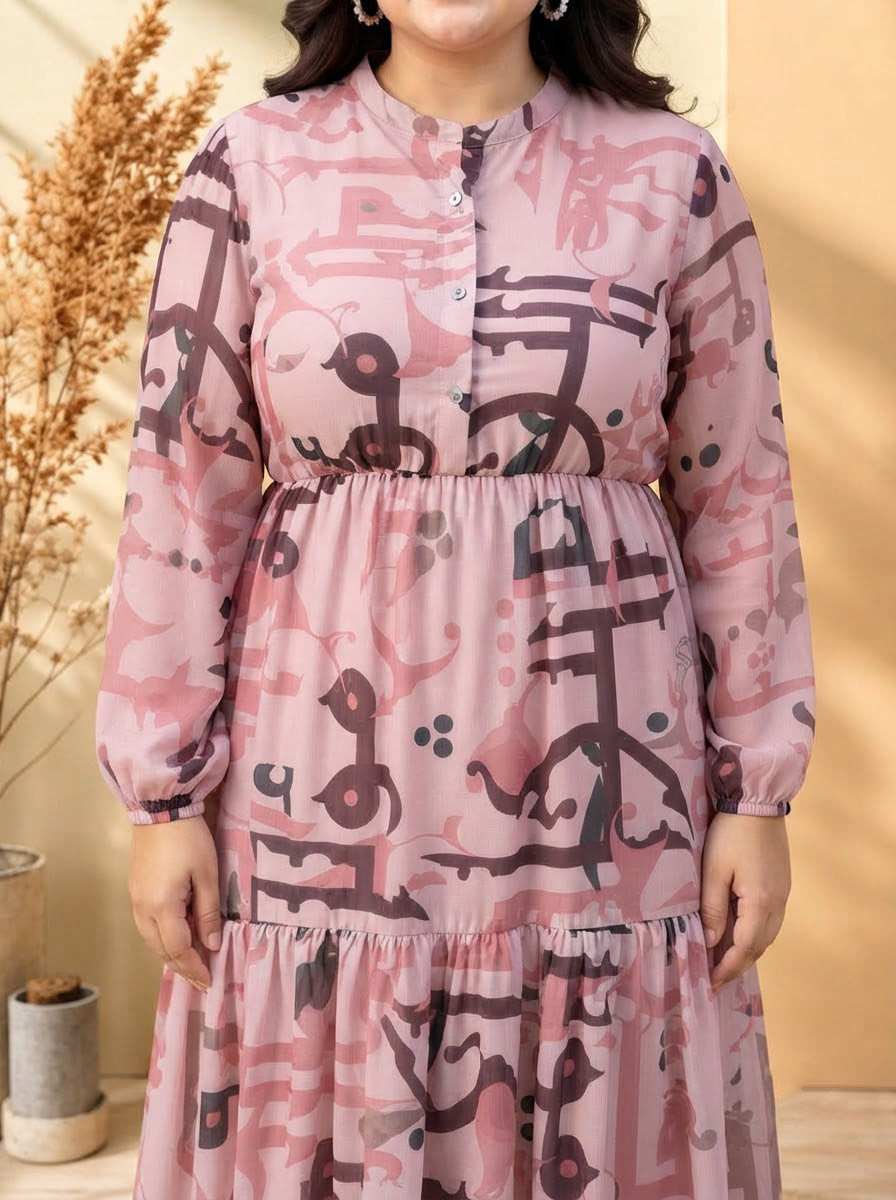 Plus Size Multicolor Print Dress