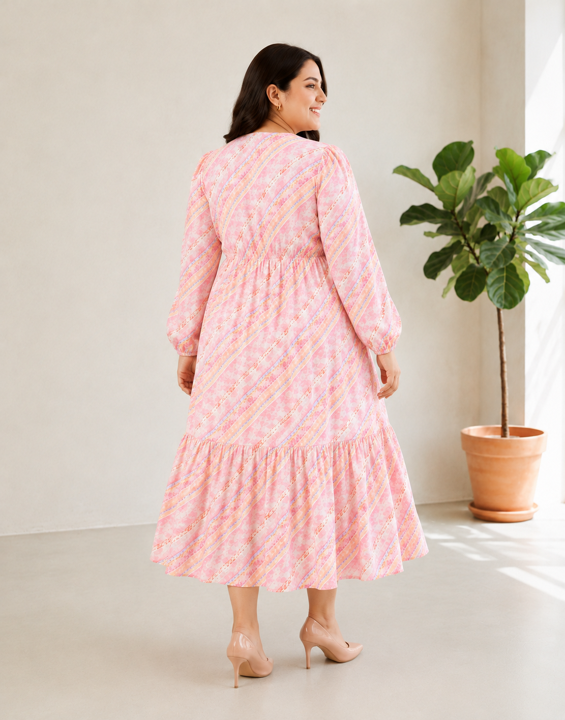slayer pink georgette stripe dress