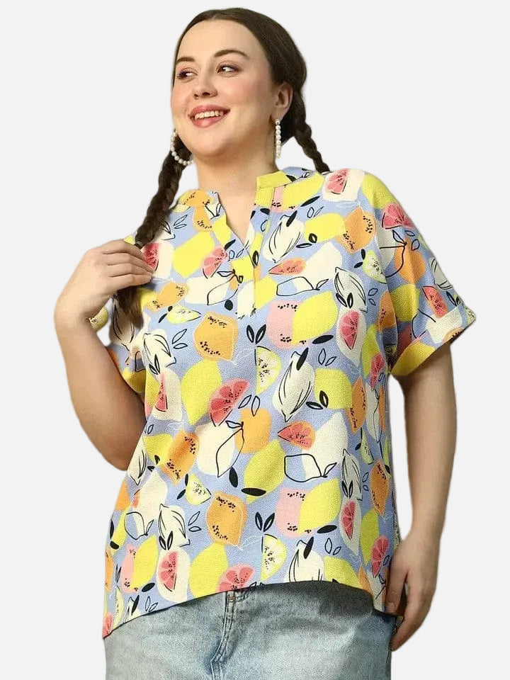 Plus Size Multicolor Floral Print Top