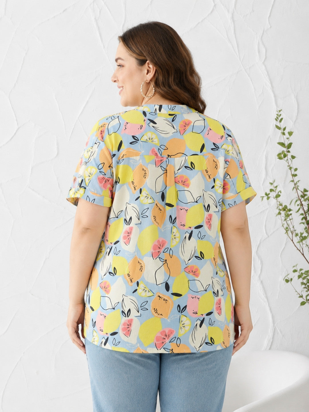 Plus Size Multicolor Floral Print Top