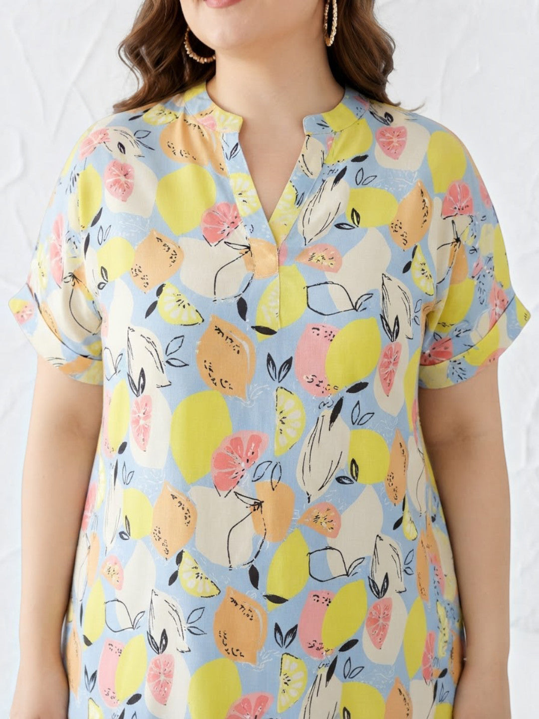 Plus Size Multicolor Floral Print Top
