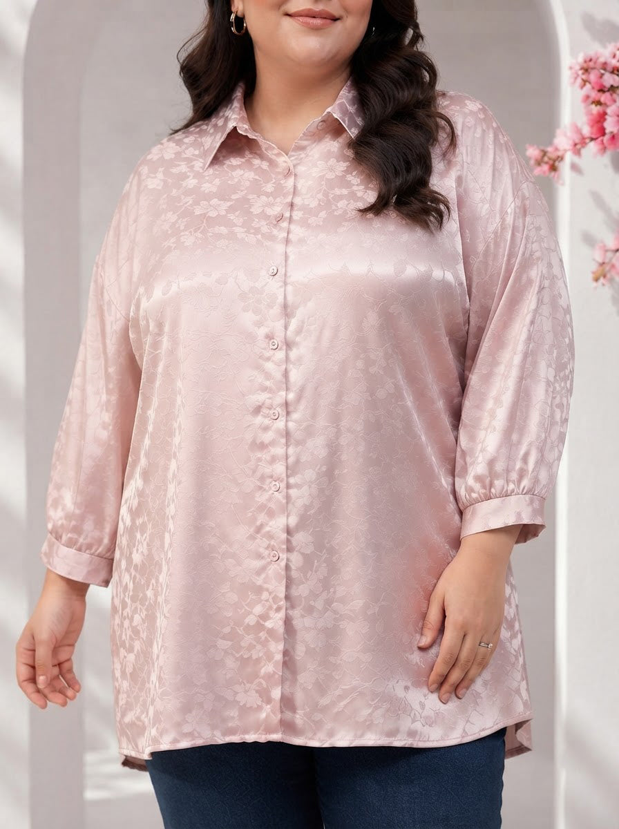 Plus Size Lilac Floral Print Shirt
