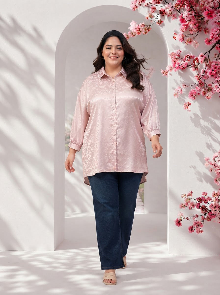 Plus Size Lilac Floral Print Shirt