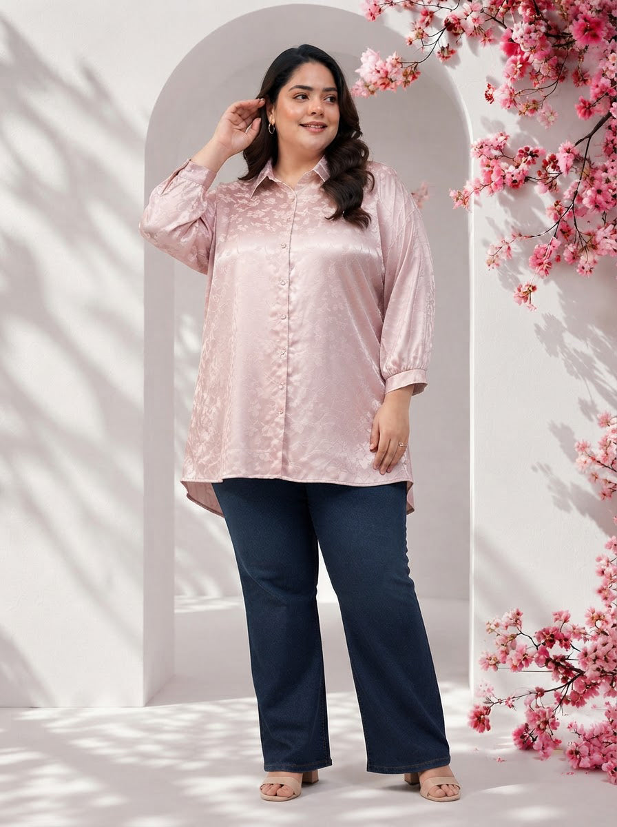 Plus Size Lilac Floral Print Shirt