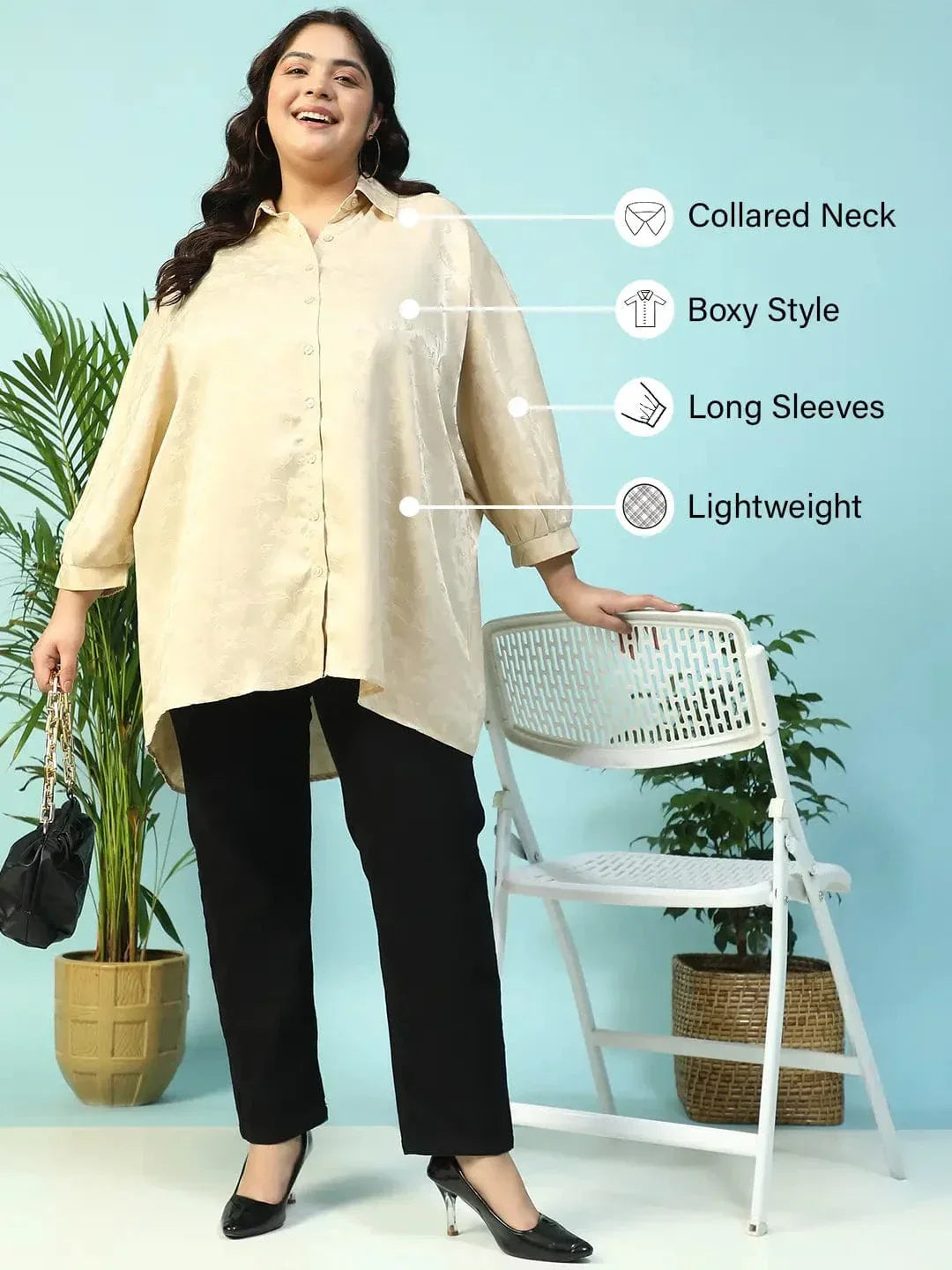 Latte Beige Floral Print Short Sleeve Collared Button Down Plus Size Oversized Shirt - oxolloxo