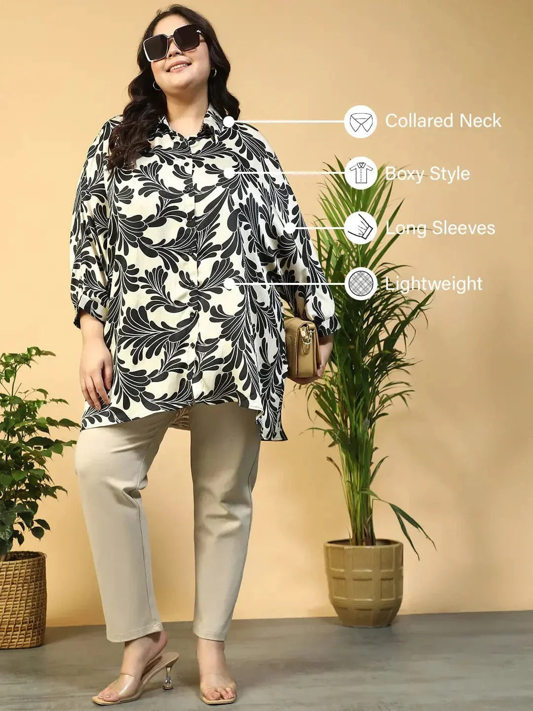 Sizzle Black Floral Print Short Sleeve Collared Button Down Plus Size Oversized Shirt - oxolloxo