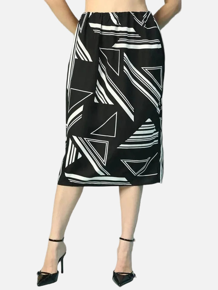 Black Geometrical Print Skirt