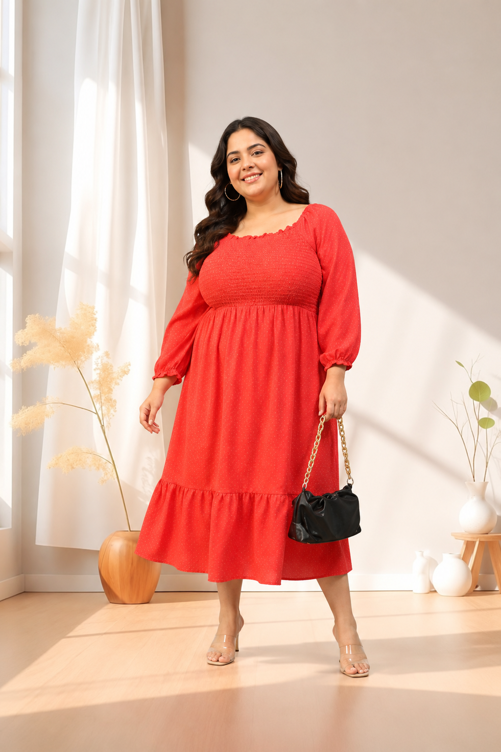 Plus Size Red Cotton Dress