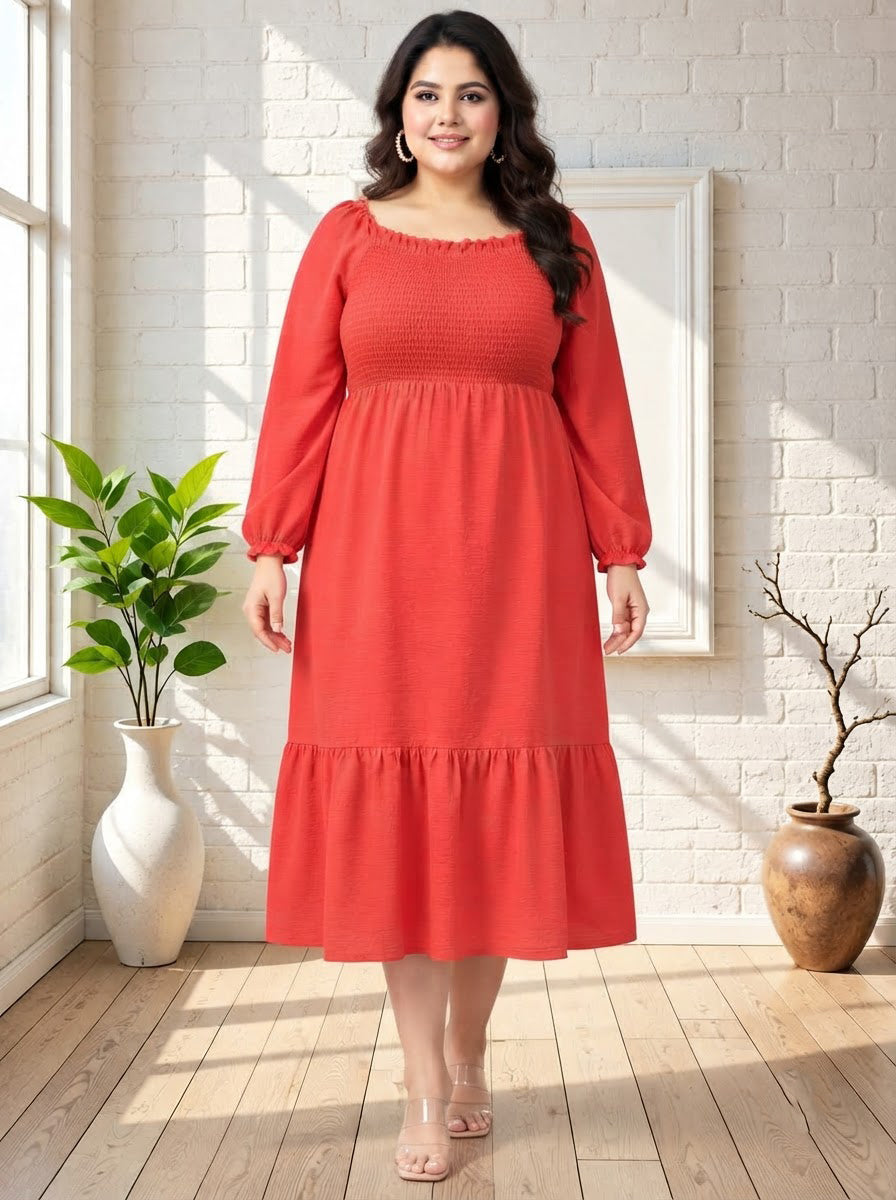Plus Size Red Cotton Dress