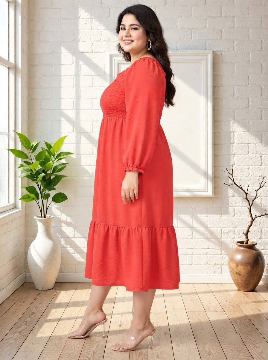 Plus Size Red Cotton Dress