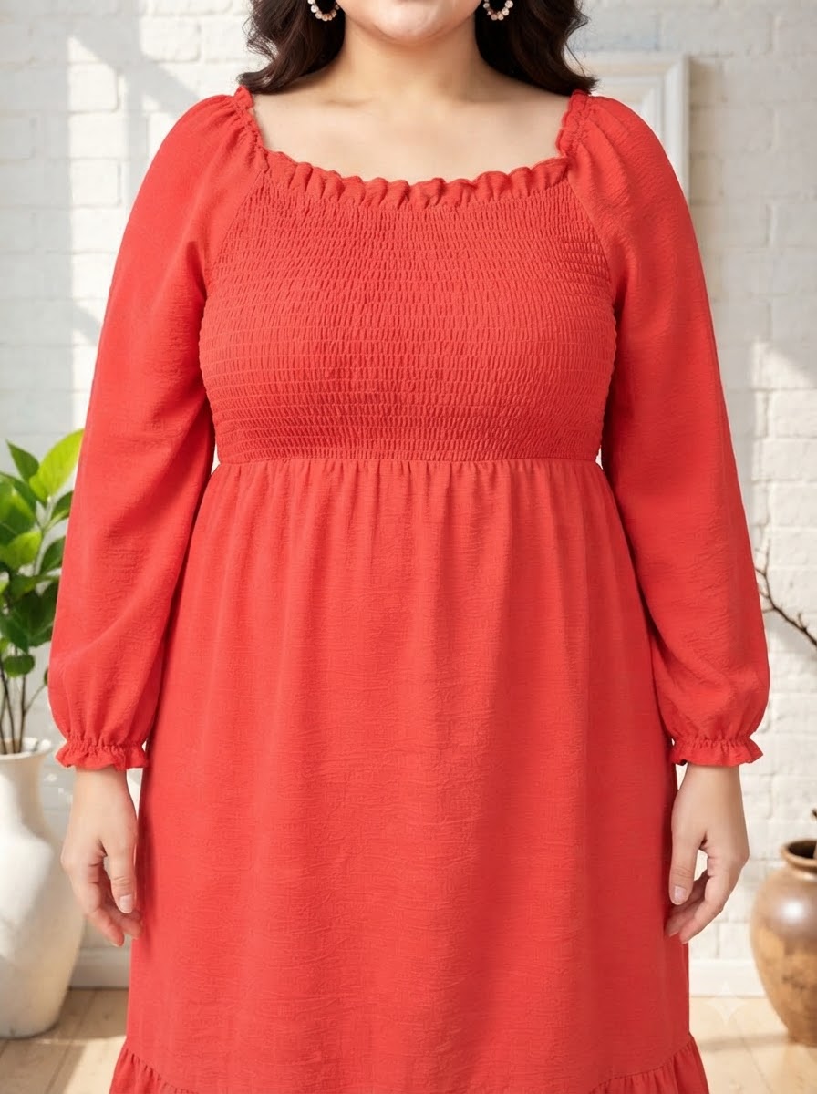 Plus Size Red Cotton Dress