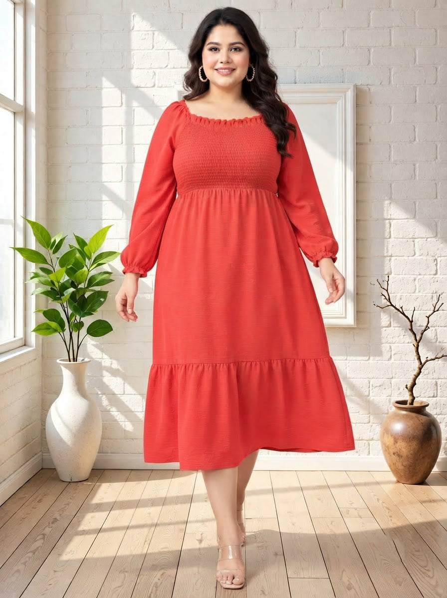 Plus Size Red Cotton Dress