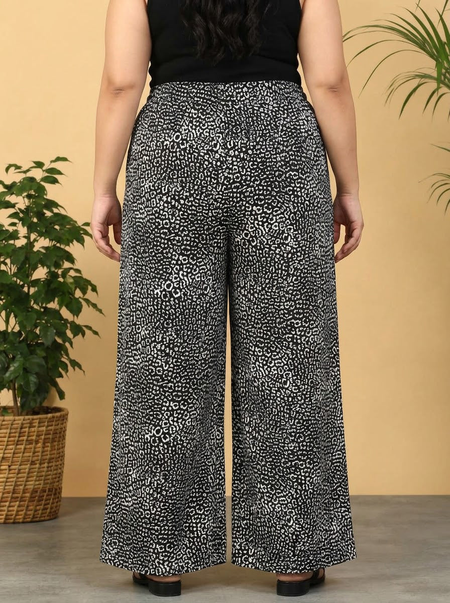Plus Size Black Animal Print Pant