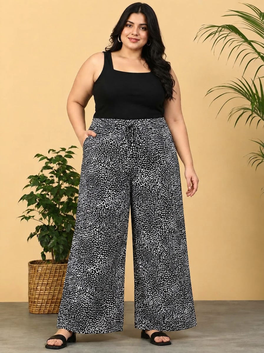 Plus Size Black Animal Print Pant