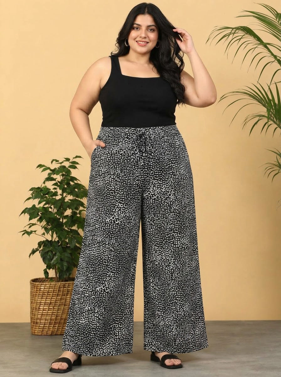 Plus Size Black Animal Print Pant