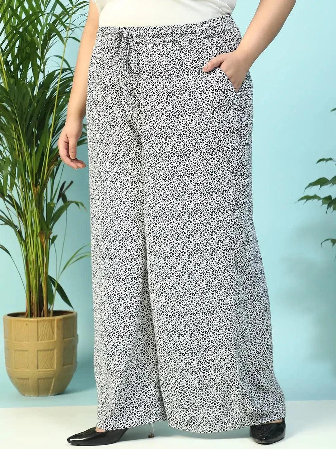 Plus Size White Animal Print Pant