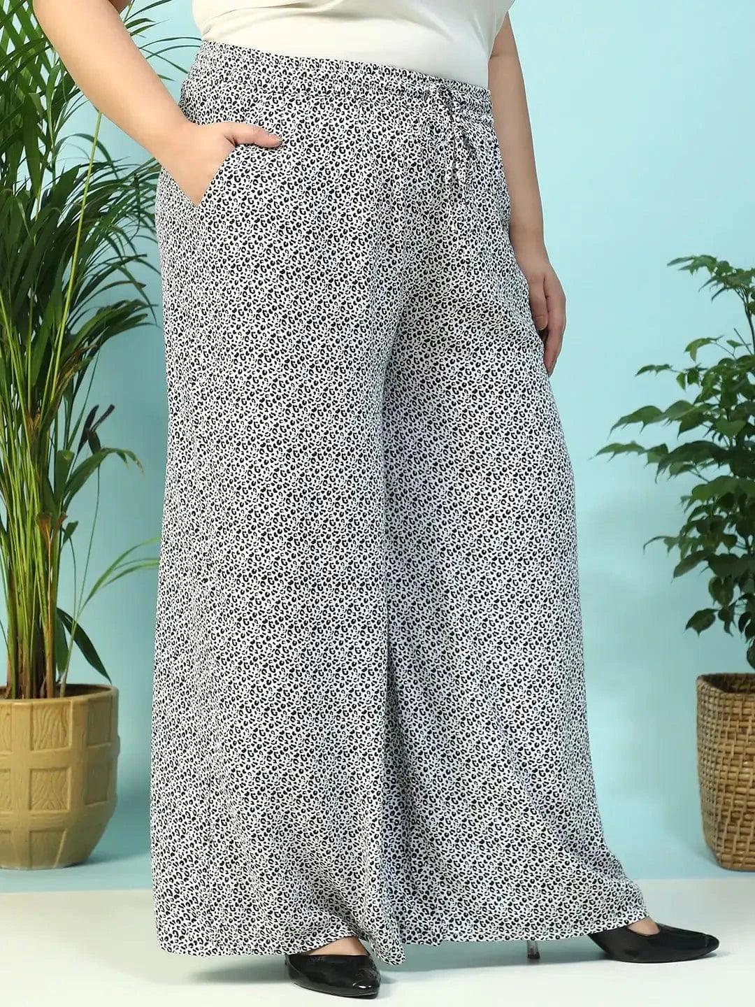 Plus Size White Animal Print Pant