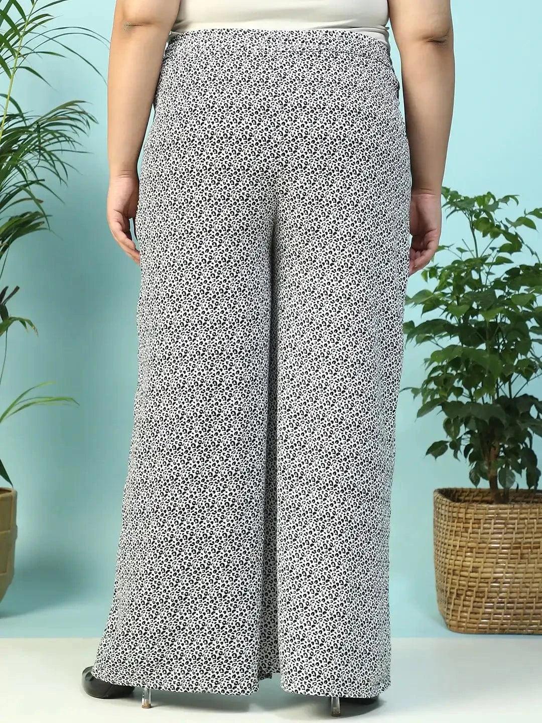 Plus Size White Animal Print Pant