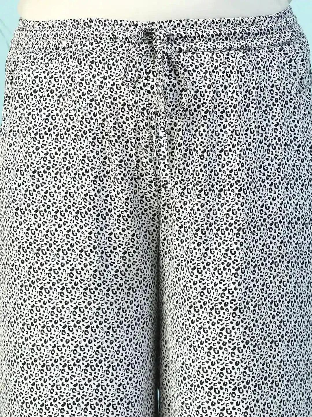 Plus Size White Animal Print Pant